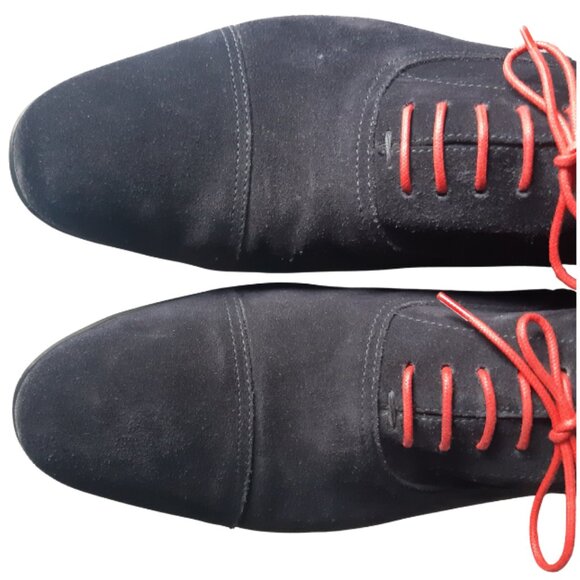 Paul Smith SZ 42 (9.5) Blue Suede Lace Up Low Top Almond Toe Derby - Picture 4 of 15